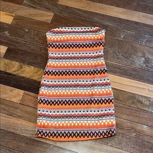 SHEIN Orange Strapless Dress